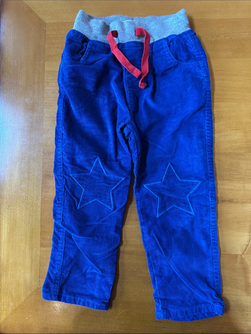 Baby Boden - Kids Royal Blue Corduroy Star-Knee Joggers with Contrast Waistband